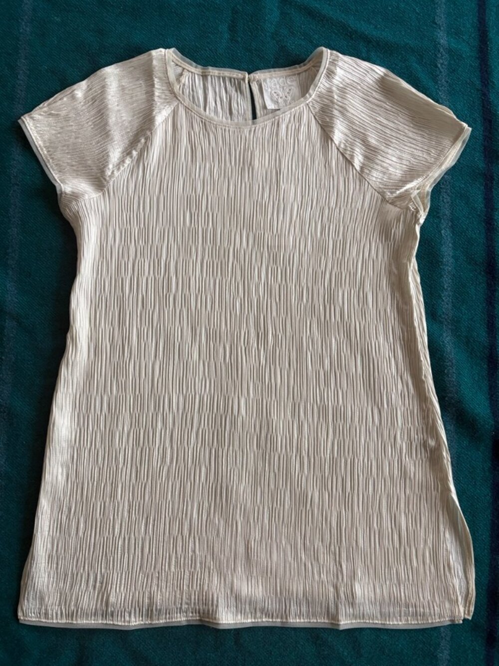 NEW Johnny Was L Cream Satin Short-sleeve Shirt